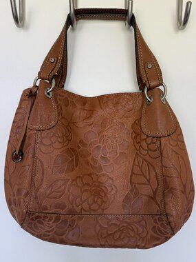Fossil Embossed Leather Hobo Bag